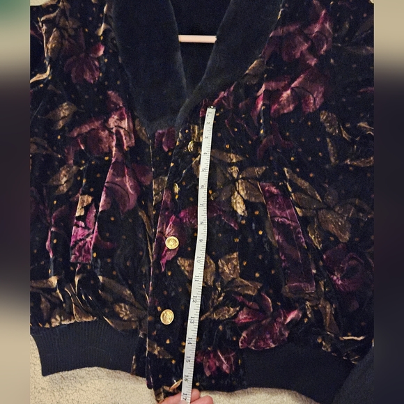 Vintage Velour Velvet Faux Fur Bomber Jacket - Picture 11 of 15